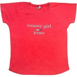 Tommy Girl Jeans Y2K Glitter Red Baby Tee Top